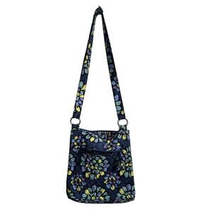 Vera Bradley Crossbody Hipster Bag Indigo Pop 10” T 9” W 18 1/2” Strap Drop